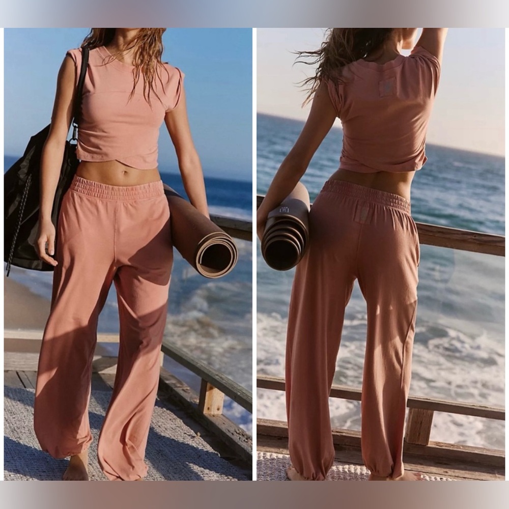 NWT Free People FP Movement Hot Shot Crossover Set - petal mauve pink - M,